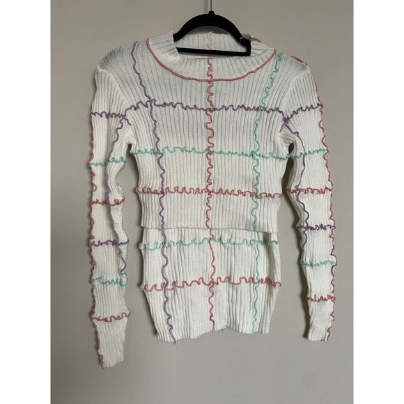 Hot & Delicious 2 Piece Top & Skirt Set Cream w/ Stripe Design - SIze Small - Picture 1 of 15